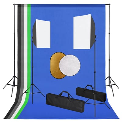vidaXL - Fotostudioset - met - lampen, - achtergrond - en - reflector