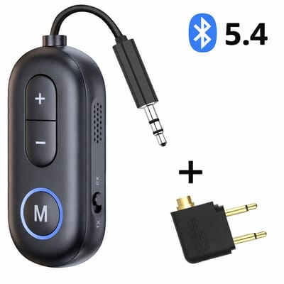 Bluetooth Transceiver 2-in-1 – 3,5 mm AUX / Bluetooth 5.4 – Zender & Ontvanger Adapter voor TV, Laptop, Auto, Tablet & Vliegtuig