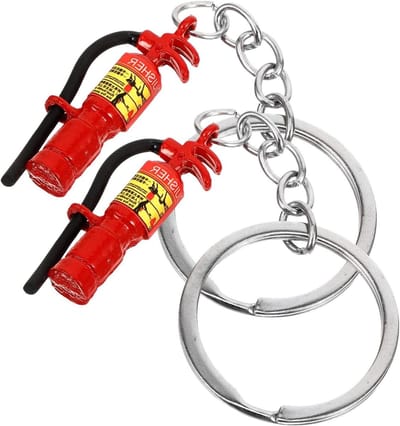 Brandblusser Sleutelhanger - Brandweer Charme - Tas Decoratie - Zinklegering Materiaal - 8 cm Lengte - Zilverkleurig