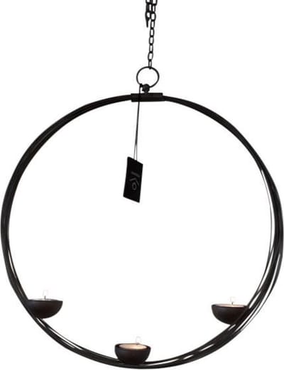 Rasteli Waxinelichthouder Metaal Zwart D 32 cm x 5 cm x H 145 cm  (voor 3 waxinelichtjes)