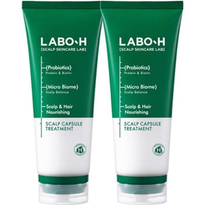 LABO-H Capsule Cuir Chevelu Traitement Capillaire | Masque Renforçant & Volumisant Sans Silicone | 220ml x 2pcs (Lot de 2)