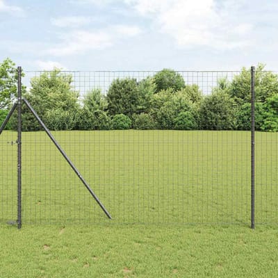 vidaXL - Euro-hek - met - grondbevestiging - 10 - x - 1,5 - m - PVC-Coated - Staal - Grijs