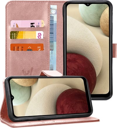 Hoesje geschikt voor Samsung Galaxy A12 - Book Case Kunstleer Pasjeshouder Rosegoud