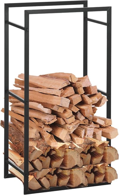 Houten houthouder voor binnen en buiten, verticaal, zwart, 50 x 30 x 100 cm