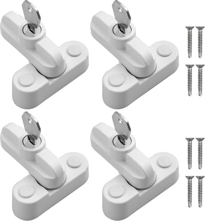 Unyqoos® Set van vier witte raamsloten voor verbeterde veiligheid en bescherming
