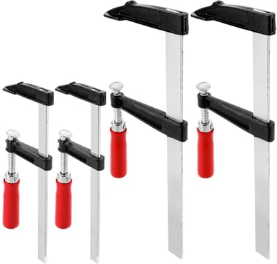 Dailygoods- Schroefklemmen set 4 stuks - F-klemmen - Houtklem voor houtbewerking - Antislipgreep - Bekbreedte 80mm/50mm - Spanwijdte 300mm/200mm
