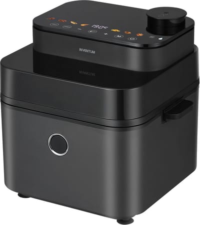 Inventum GF730HLDB Airfryer XXL - 7,3L - Crispy- & stoomfunctie - Kijkvenster - 8 programma's - 80-200 °C - PFAS-vrij - Tot 6 personen - Grijs/Zwart