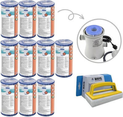 Bestway - Type IV filters geschikt voor filterpomp 58391 - 10 stuks & WAYS scrubborstel