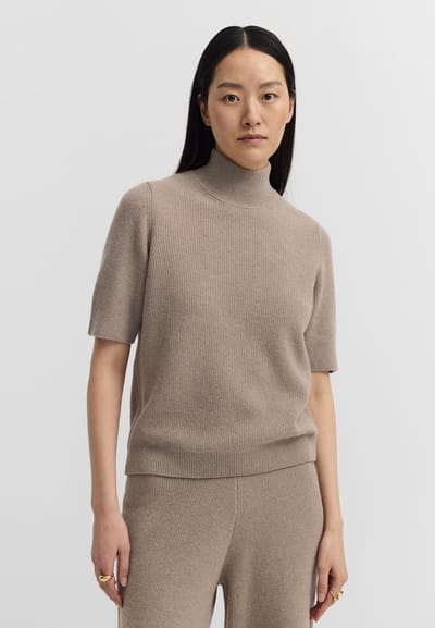 Bugatti Damen T-shirt met ronde hals, wolmix met kasjmier