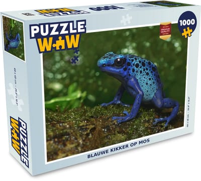 Puzzel Blauwe kikker op mos - Legpuzzel - Puzzel 1000 stukjes volwassenen