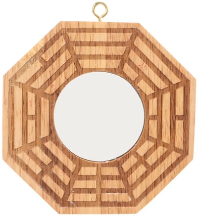 Dailygoods- Bagua Spiegel Houten - Concave Spiegel - Geluk/Rijkdom - Buitendeurdecoratie - Duurzaam Materiaal - Eenvoudig Op Te Hangen - Feng Shui Spiegel