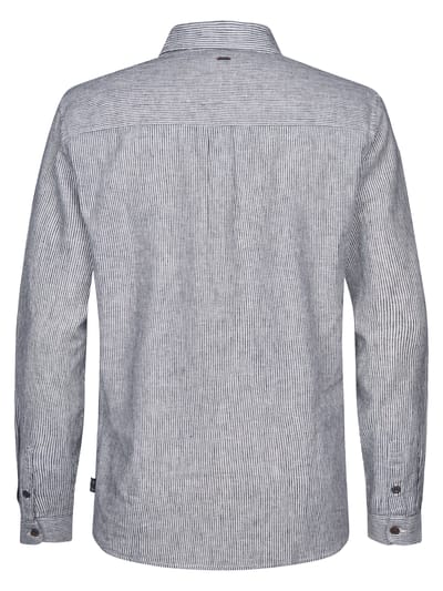 Petrol Industries - Heren Gestreept linnenmix overhemd Eclipse - Blauw - Maat L