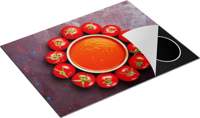 Chefcare Inductie Beschermer Tomatensoep met Tomaten eromheen - 77x59 cm - Afdekplaat Inductie - Kookplaat Beschermer - Inductie Mat