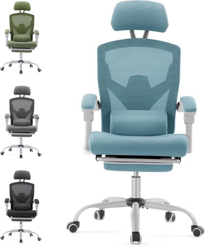 Ergonomische bureaustoel - Comfortabele werkstoel - Comfortabel werken - Verstelbare lendensteun - Max 110 kg - Groen