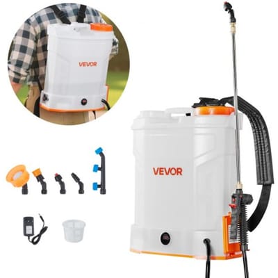 VEVOR Draadloze Spuitmachine, 12 L, Elektrische Rugzakspuit met Druk, 2 Uitschuifbare Spuitlansen en 5 Sproeiers, Instelbare Druk 0–6 bar, 2 Uur Gebruiksduur, Draagbare Pompspuit voor Tuin, Erf en Gazon