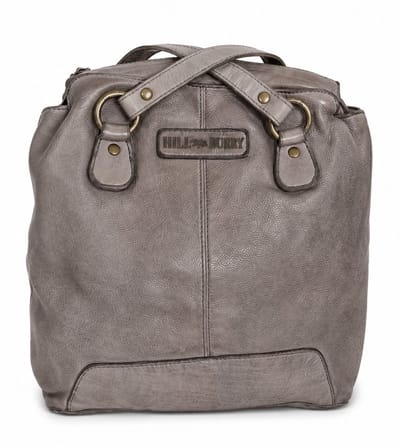 Hillburry Schoudertas-Rugtas - Gewassen Leer - Grijs - Stoer en Praktisch - (bxhxd) ca. 25cm x 25cm x 10cm
