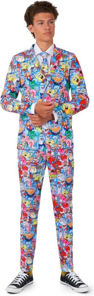 OppoSuits Tiener SpongeBob™ Frenzy - Jongens - Kostuum - Nickelodeon Pak - Carnavalskleding - Meerkleurig - Maat: EU 134/140