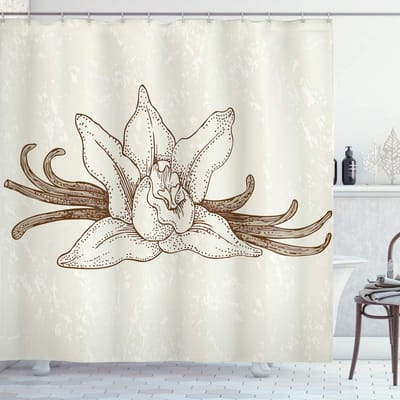 ABAKUHAUS Vanille douchegordijn – Vintage Bloem – 175x180 cm – ivoorkleur