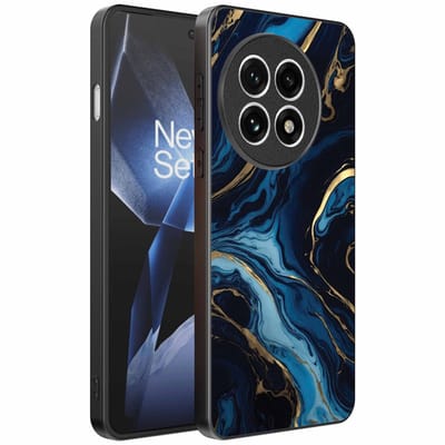 Geschikt voor OnePlus 13R Telefoonhoesje met marmer opdruk - TPU backcover case gold blue marble design - Goud Blauw - Smartphonica geschikt voor OnePlus 13R