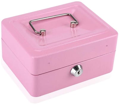 Allecto - Geldkist - Veiligheidsbox - Draagbaar - Roze - Hangslot - Mini formaat voor geld en sieraden - Geschikt voor thuis en kantoor - Roze