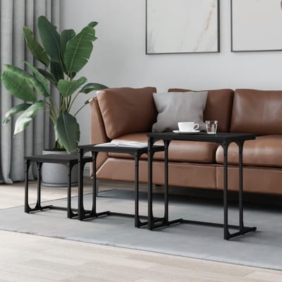 Tafelset 3-delig - Bijzettafels - Woonkamer Inrichting - In elkaar schuifbaar - 50.5 x 35 x 53 cm - Zwart
