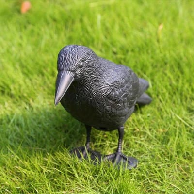 Répulsif d'oiseaux Corbeau Noir Simulé, Artefact de Prévention des Pigeons pour Verger et Terres Agricoles, Lutte Naturelle contre les Ravageurs Ornement Faux Corbeau 1PCS noir