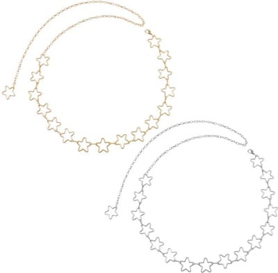 Dailygoods- Taille Ketting - 2 Sterren - Verstelbare Heupketting - Goud/Zilver - Zinklegering - Charmante Sieraden - Buikketting