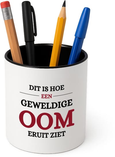 Hacebo® - Meest geweldige oom Pennenbakje - Oom - een oom - pennenhouder - verjaardagscadeau - cadeau voor oom - kado - Pennenbakje zwart