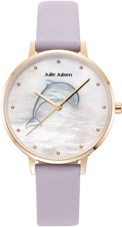 Julie Julsen Damenuhr Edelstahl roséfarben Lederband lila Delfin