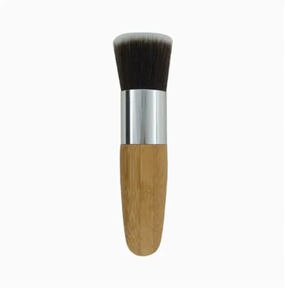 Superzachte Poederkwast - Foundation Kwast - Powder Brush - Bamboe - Hout - Synthetisch haar - Licht Bruin - Zilver - Zwart - Wit - 10,3 cm. lang