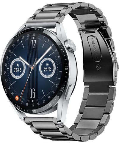 Strap-it Titanium smartwatch bandje - geschikt voor Huawei Watch GT / GT 2 / GT 3 / GT 3 Pro / GT 4 46mm / GT 5 & 5 Pro (46mm) / GT 2 Pro / GT Runner / Watch 3 (Pro) / Watch 4 (Pro) / Watch Ultimate - grafiet