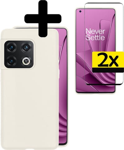 Hoesje - Met 2x Screenprotector - Geschikt voor OnePlus 10 Pro - Sterk & Shockproof - Back Cover - Siliconen Case - Telefoon Hoes - Telefoonhoesjes - Wit