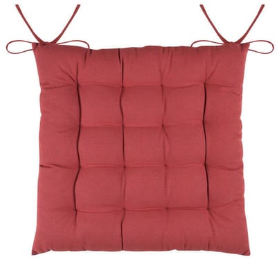 Stof Textile stoelkussens DUO - terracotta - 38 x 38 x 3.5 cm - touwtjes sluiting - zitkussens - binnen/buiten