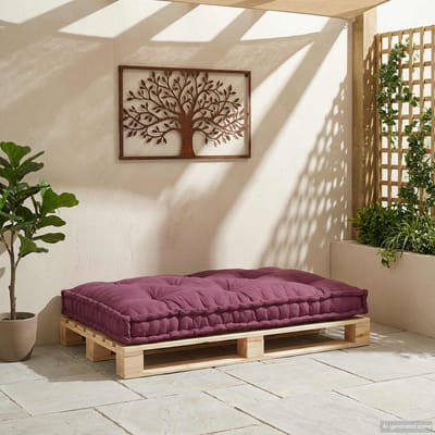 vidaXL - Pallet - Sofa - Kussen - Bordeaux - 120 - x - 80 - x - 12 - cm - Stof