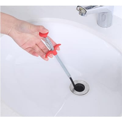 Déboucheur de drain 4 griffes Dragage efficace Fil d'acier Outil de nettoyage de cheveux de drain pour toilettes salle de bain salle de douche 0,6 m 0.6m / 2ft white