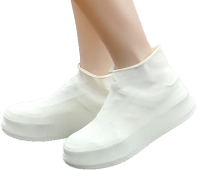 3 paar regenbestendige schoenovertrekken, wasbaar, herbruikbaar, waterdicht en antislip, met een bandenprofiel, Wit, maat M (geschikt voor EU 35-39)