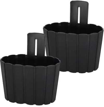KOTARBAU® Balkonbak - Bloembak voor Balkon - Balkon Plantenbak 20x14x13 cm 2 stuks - Balkonbak met Houder - Kunststof Plantenbak - Anthrazit