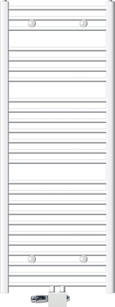 Badkamerradiator Sahara 600x1500 mm wit gebogen met middenaansluiting en universele aansluitset