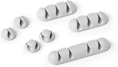 Famanu – Set van zelfklevende kabelklemmen voor 1, 2, 3 of 4 kabels, 7 stuks, grijs
