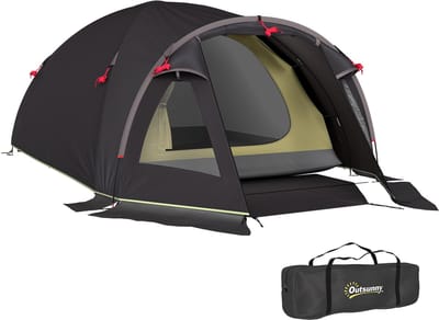 Outsunny-Tunnelzelt-Polyester, Fiberglas-3,3L x 1,9B x 1,2H m-Schwarz