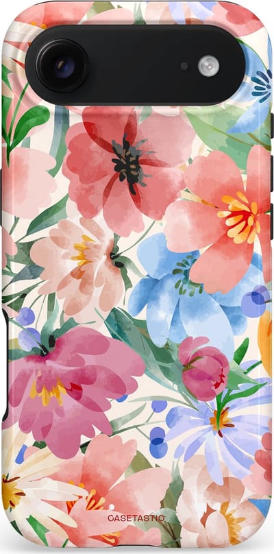 Casetastic hoesje geschikt voor Apple iPhone Air - MagSafe - Dubbellaagse bescherming - Tuin van tinten - Fashion Case - Perzik Zand Lichtgrijs Koraal