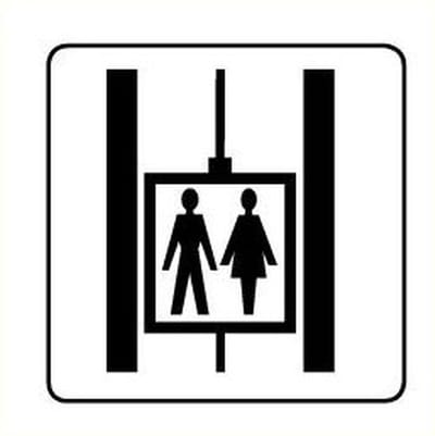 Gezamenlijke lift sticker, wit zwart 100 x 100 mm