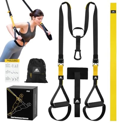 Dailygoods - flintronic Veringstrainer-systeem, Ophangingstrainer, Sling-trainerset, fitnessapparatuur voor thuis met verstelbaar deuranker, professionele fitness-trainingsriemen voor binnen en buiten