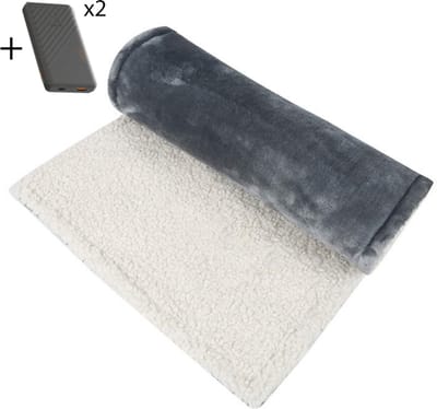 Warmtedeken Elektrisch USB - Met 2 Powerbanks - 5 Warmtestanden & Timer - Draagbare Verwarmde Deken - Tot 14 Uur Warmte - Wasbaar - 100×40 cm - Fleece/Katoen - Oplaadbaar - Energiebesparend