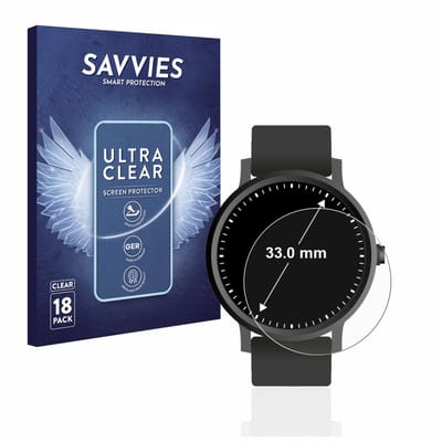 Savvies - Screenprotector voor Horloges (Rond, ø: 33 mm) - Folie Beschermfolie transparant 18 Stuks