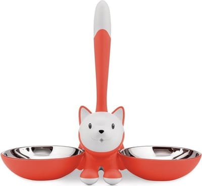 Alessi Tigrito Kattenvoerbak - 32 x 16 cm - RVS - Kunststof - Roodoranje