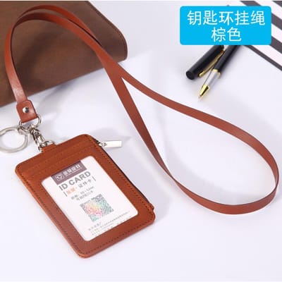Nieuw PU Leer Materiaal Dubbele Mouw ID Kaarthouder Badgehouder Case Transparante Bank Credit Clip Houder Accessoires