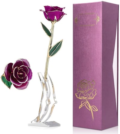 Dailygoods- Vergulde Roos 24K - Echte Bloem - Geconserveerde Rozenbloem - Cadeau voor Valentijnsdag - Bruiloft - Langdurig Behoud