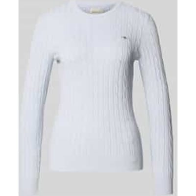 Gebreide pullover met kabelpatroon en labelstitching