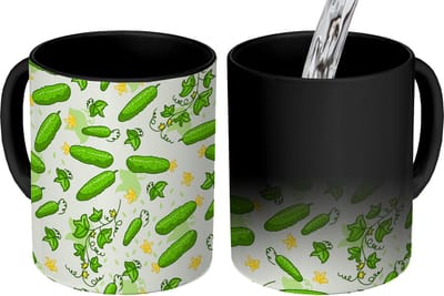 Magische Mok - Foto op Warmte Mokken - Koffiemok - Komkommer - Groente - Patronen - Magic Mok - Beker - 350 ML - Theemok